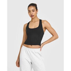 Oner Active Mellow Rib Square Neck Mid Tank Top with Built in Bra Shelf EUC